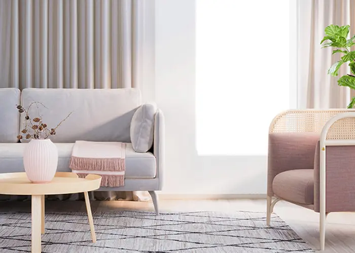 Hartelan Pehmeä -sisustustyylin olohuone