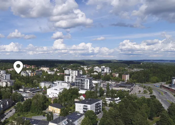 Ilmakuva Nokian kaupungista, Nokian kaupungin kuva ja valokuvaajana Opa Latvala