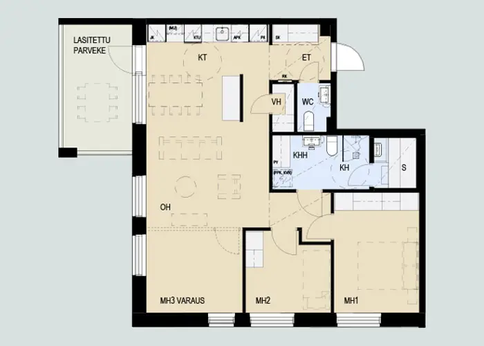 Nokian Poutuntie 2 asuntopohja 79,5 m2, kolmio tai neliö