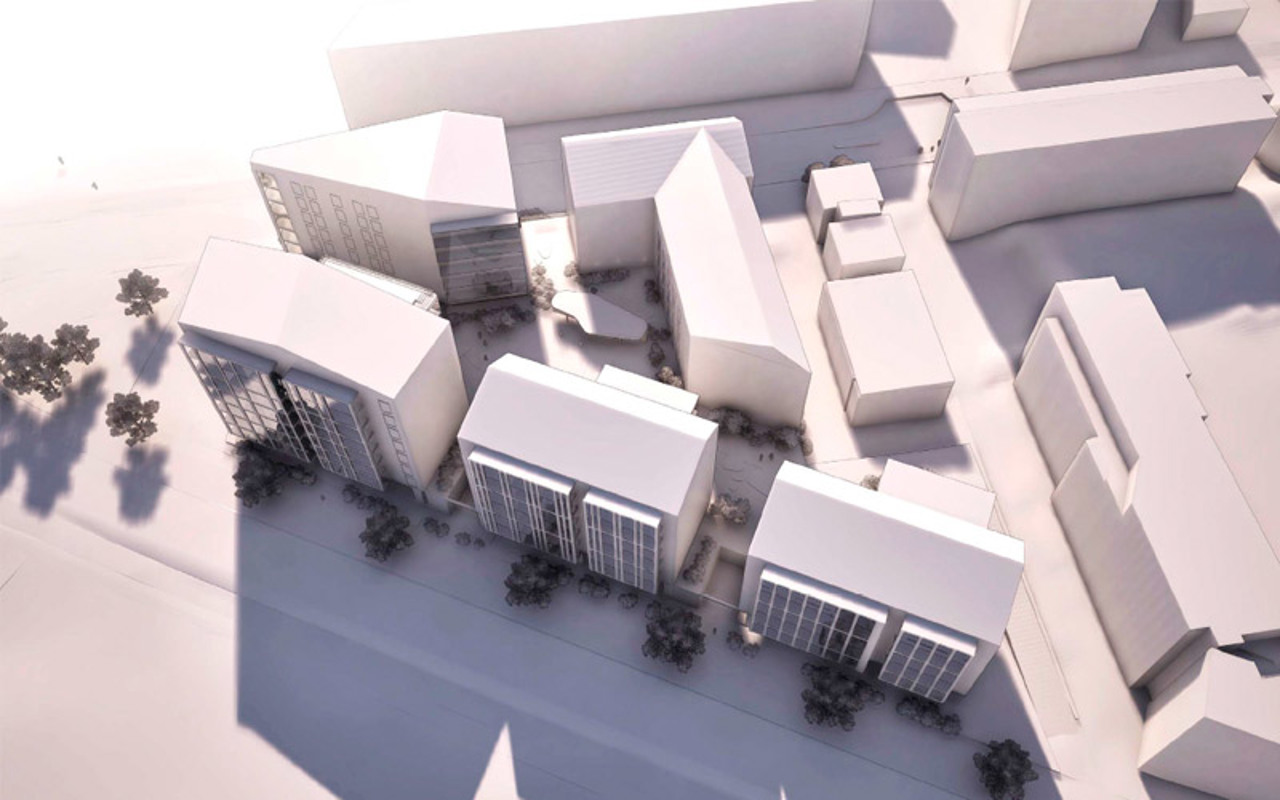 Ilmaperspektiivi Heikkiläntien suunnitteilla olevasta asuinkorttelista lännesta päin katsottuna, luonnoskuva