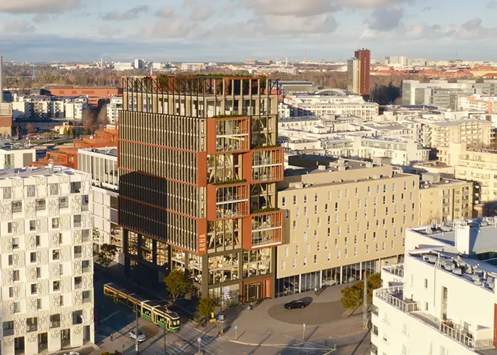 Hartelan uudiskohde toimitila Jätkäsaaren Arna ilmakuva