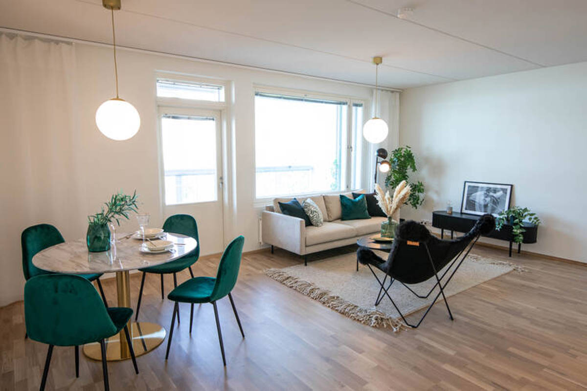 Valokuva asunnon B60 olohuoneesta
