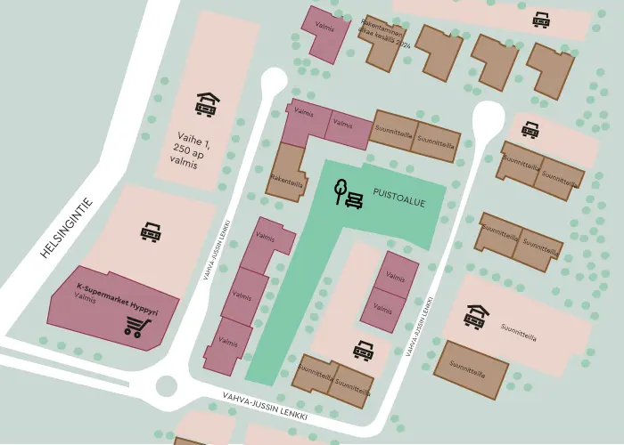 Karttakuva Lahden Asemanntaustalla sijaitsevassa Vahva-Jussin alueesta