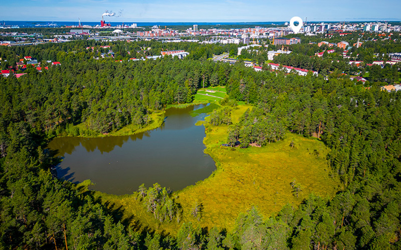 Oulun Lintulampi ilmasta kuvattuna