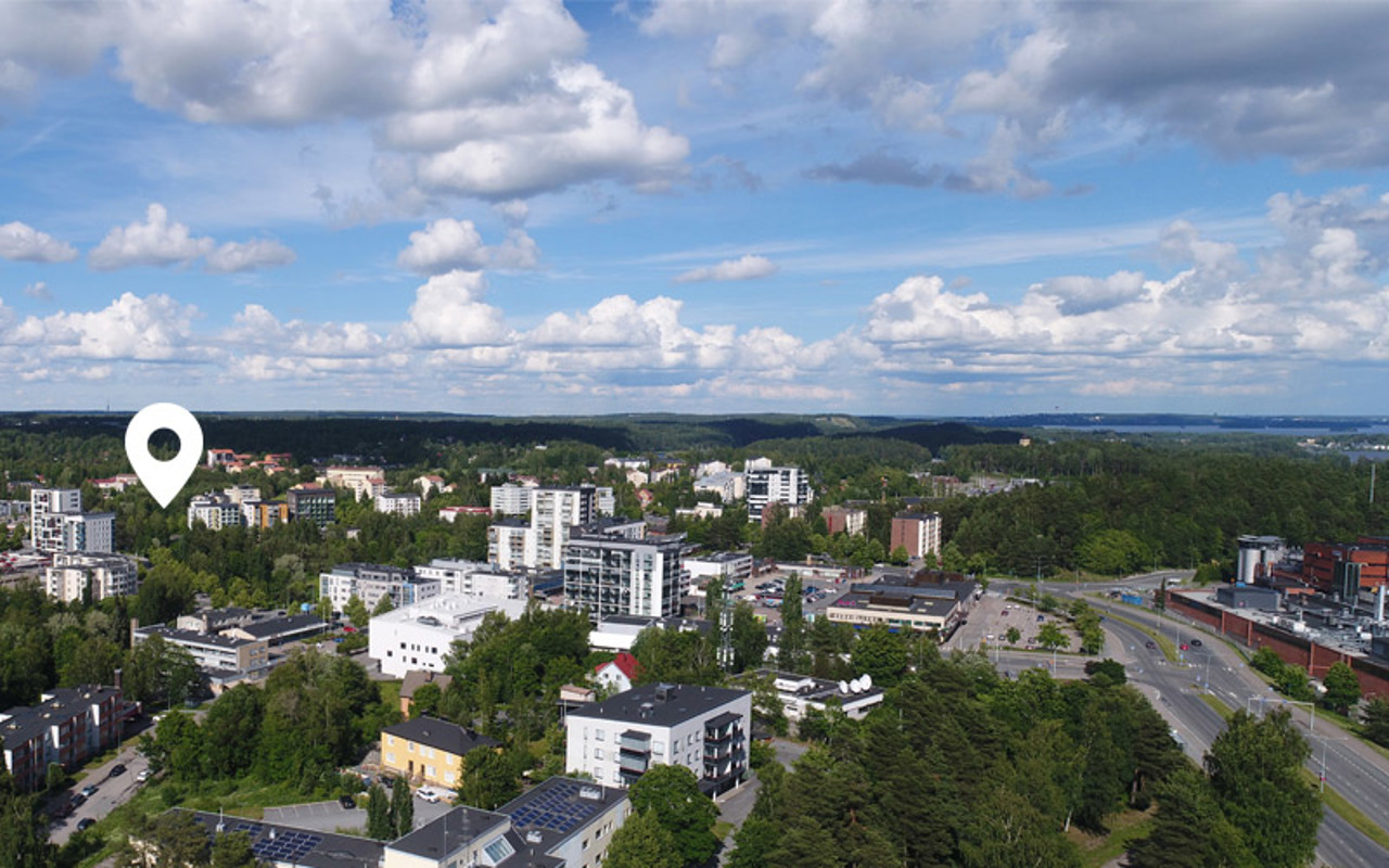Ilmakuvanäkymä Nokian kaupungista / Nokian kaupungin kuva, kuvaajana Opa Latvala
