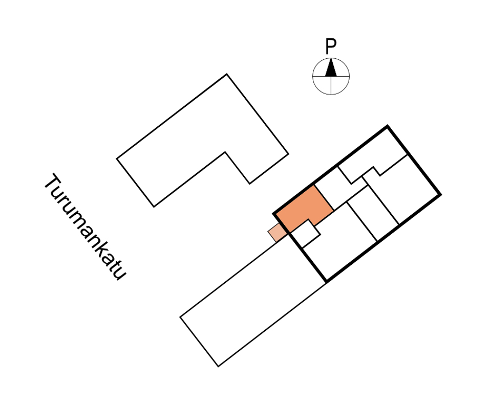 Kruunuvuorenrannan Kajon asunnon D13 sijainti kerroksessa