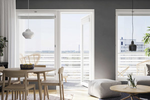 Luonnoskuva Mustarastaan lasitetut parvekkeet