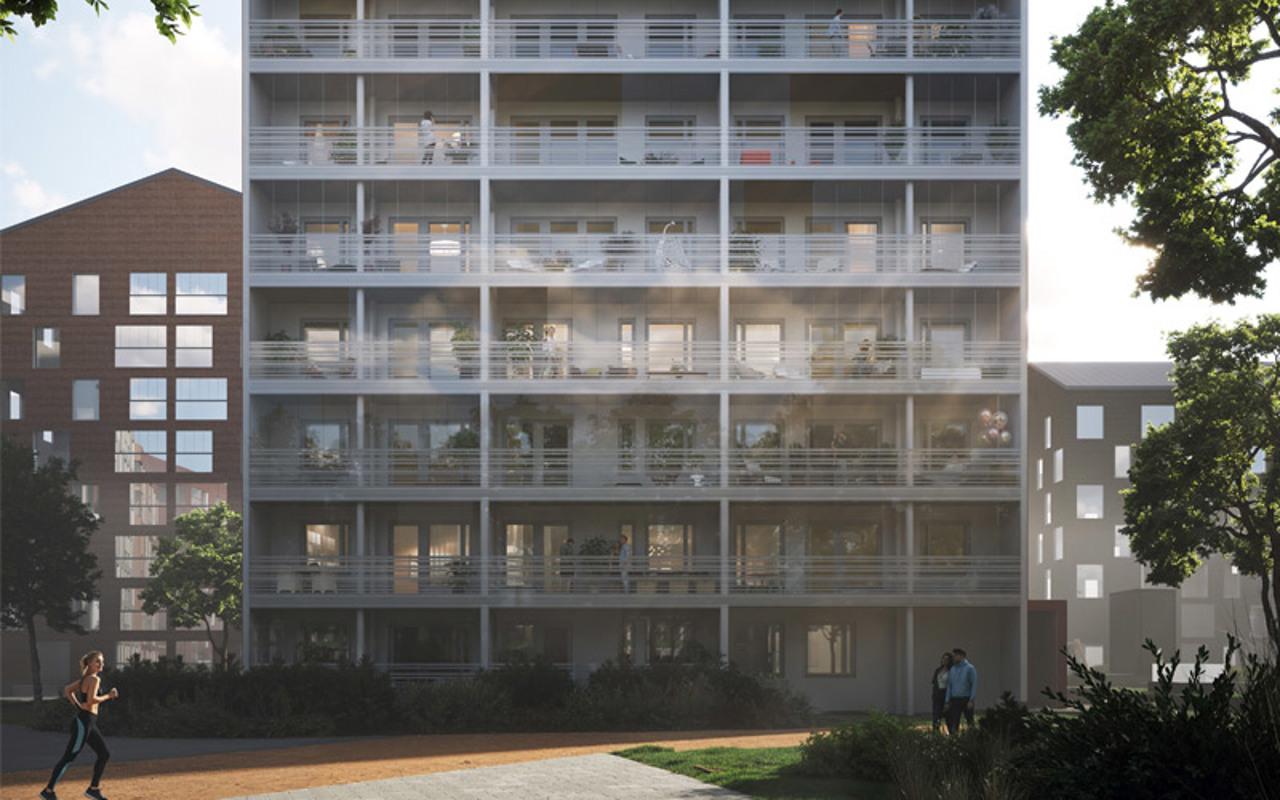 Luonnoskuva Oulun Mustarastaan julkisvusta